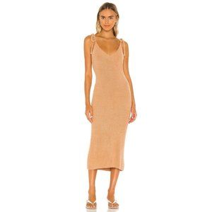 SNDYS Fur Baby Dress Caramel Beige Knit Tie Straps